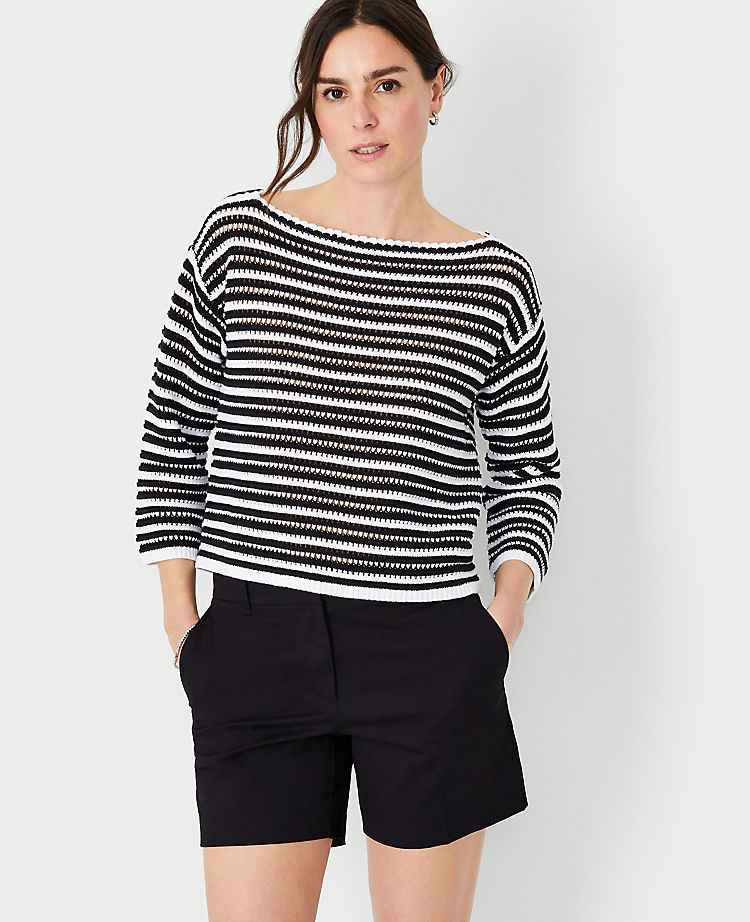 Ann Taylor Outlet |  Crochet Stitch Boatneck Sweater