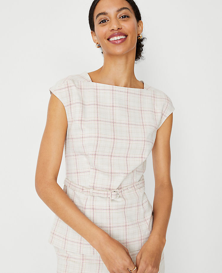 Ann Taylor Outlet |  The Belted Envelope Boatneck Top in Plaid