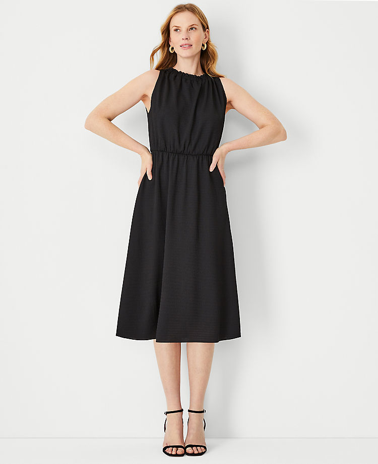 Ann Taylor Gathered Sleeveless Flare Dress