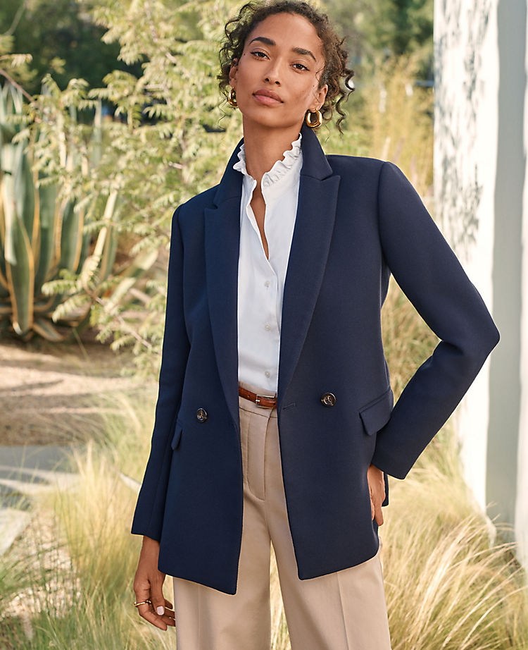 Ann Taylor Outlet |  The Relaxed Double Breasted Long Blazer in Twill
