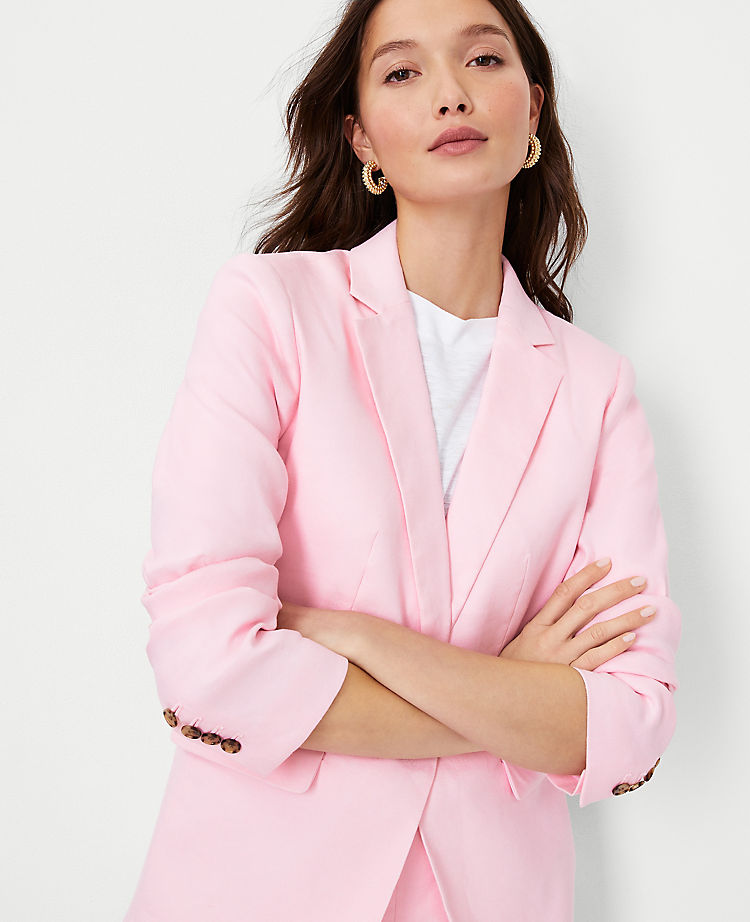 Ann Taylor Outlet |  The Notched One Button Blazer in Linen Blend