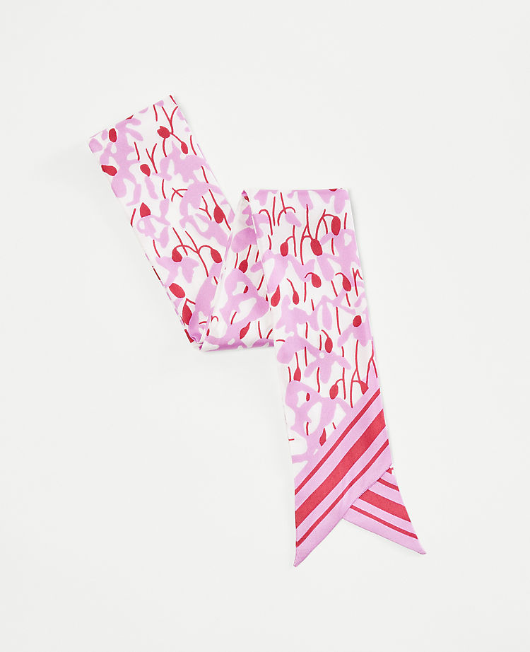 Floral Silk Skinny Scarf