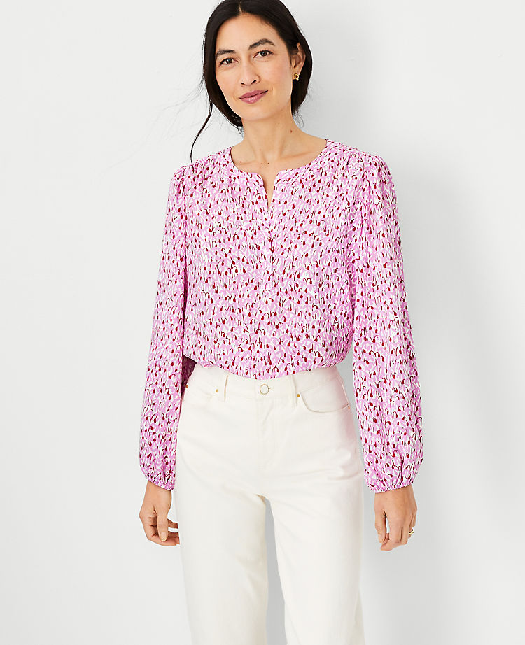 Ann Taylor Outlet |  Floral Split Neck Popover