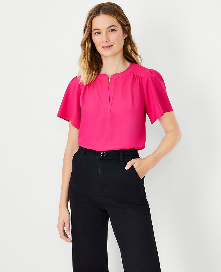 Ann Taylor Outlet |  Flutter Sleeve Popover