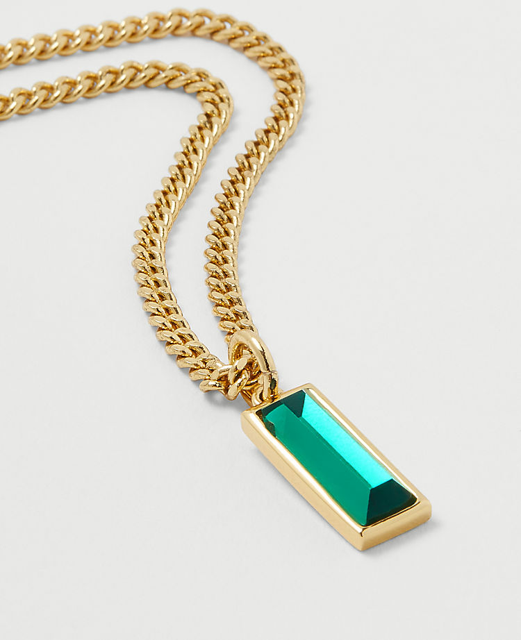 Emerald Cut Crystal Pendant Necklace