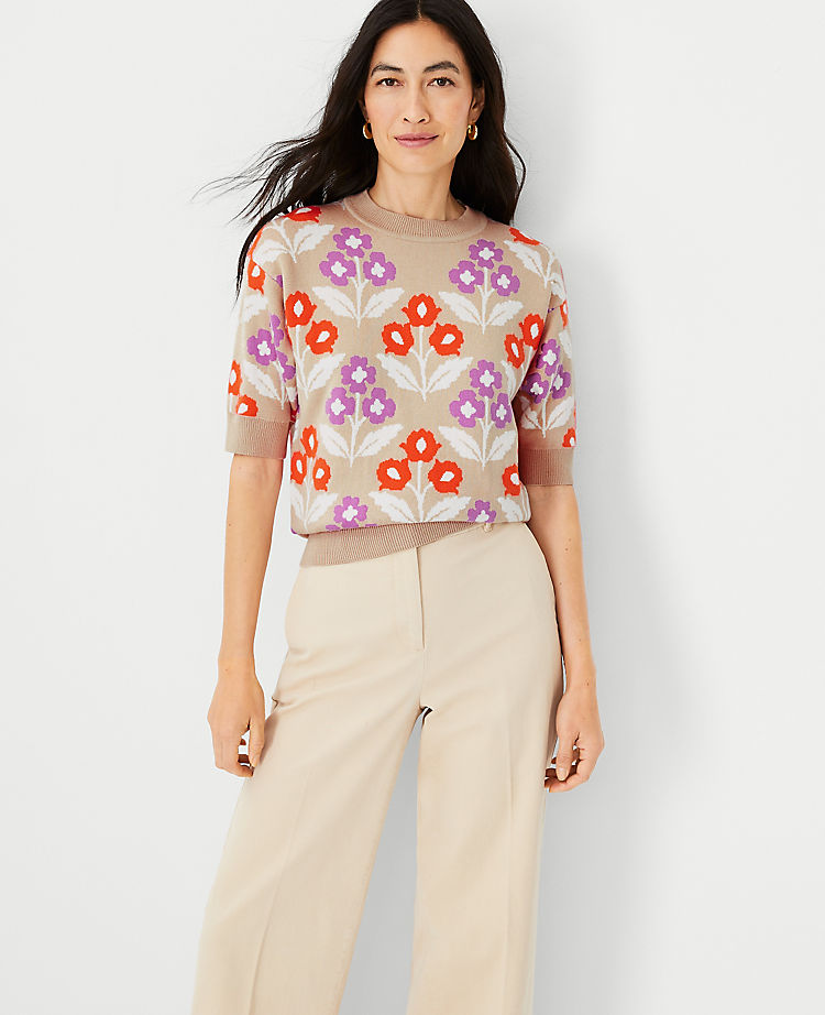 Ann Taylor Outlet |  Floral Elbow Sleeve Sweater