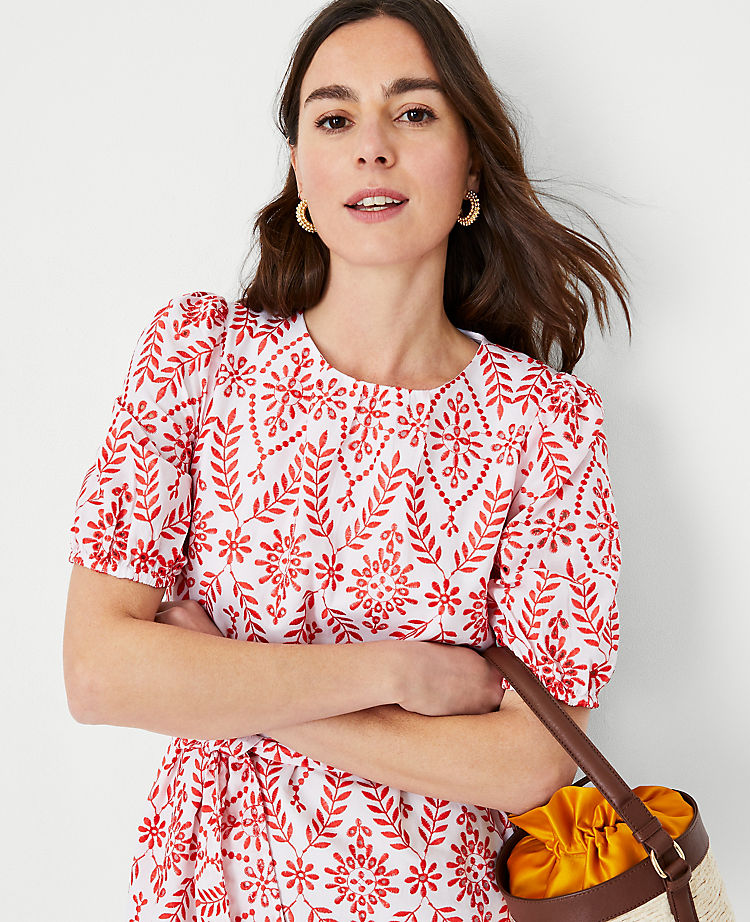 Eyelet Belted Shift Dress