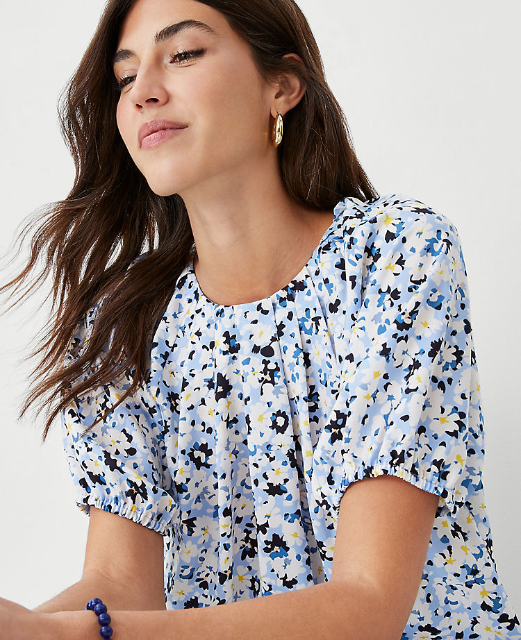 Ann Taylor Outlet |  Floral Pleat Neck Top
