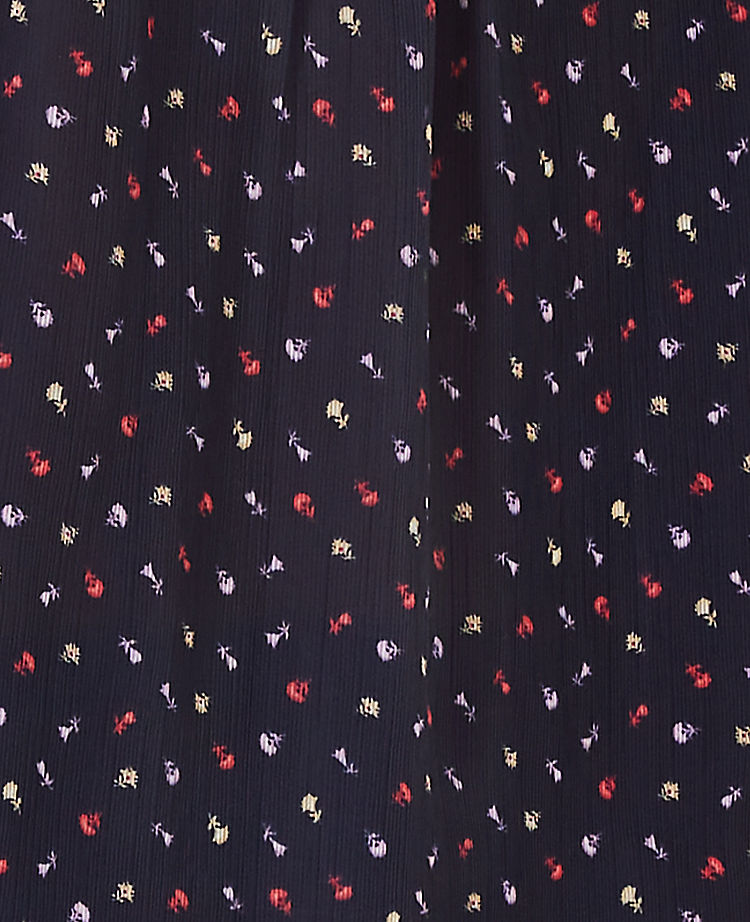 Ann Taylor Outlet |  Floral Ruffle Yoke Tie Neck Top