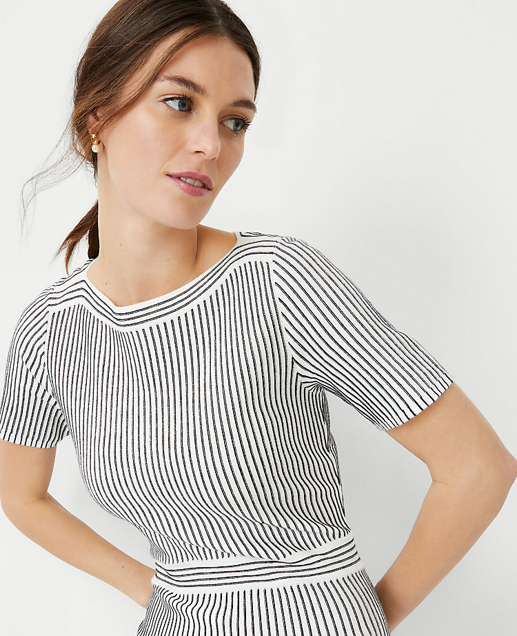 Ann Taylor Outlet |  Stripe Ribbed Flare Sweater Dress