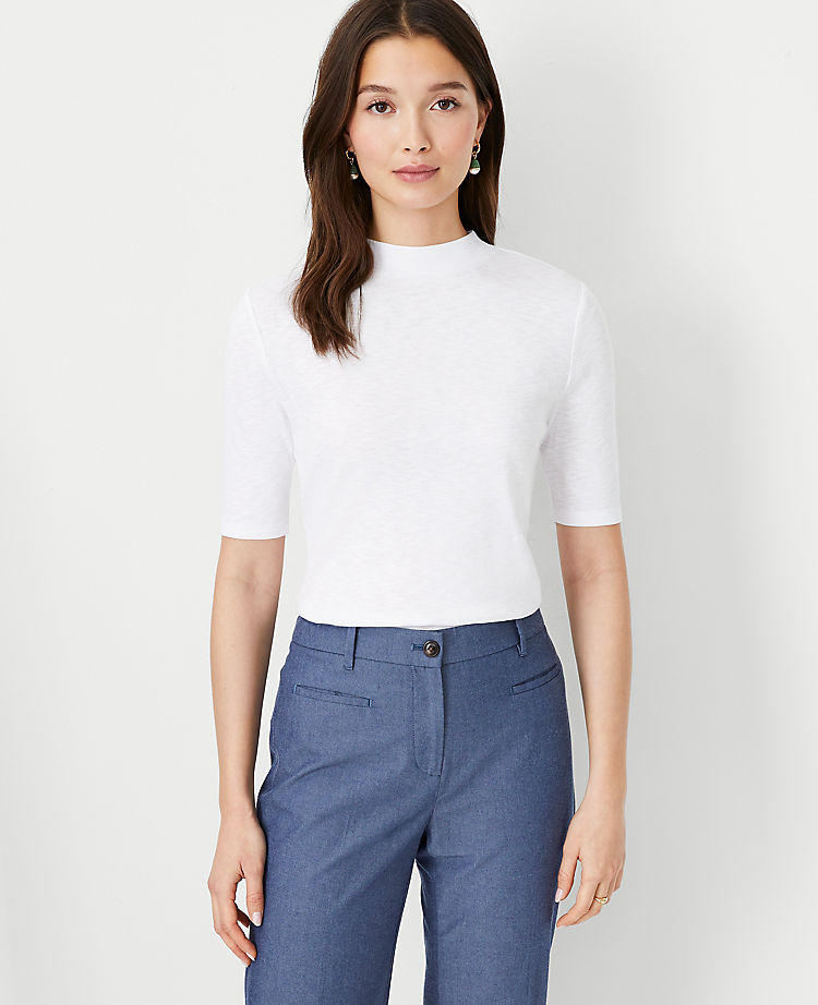 Ann Taylor Outlet |  Elbow Sleeve Mock Neck Top