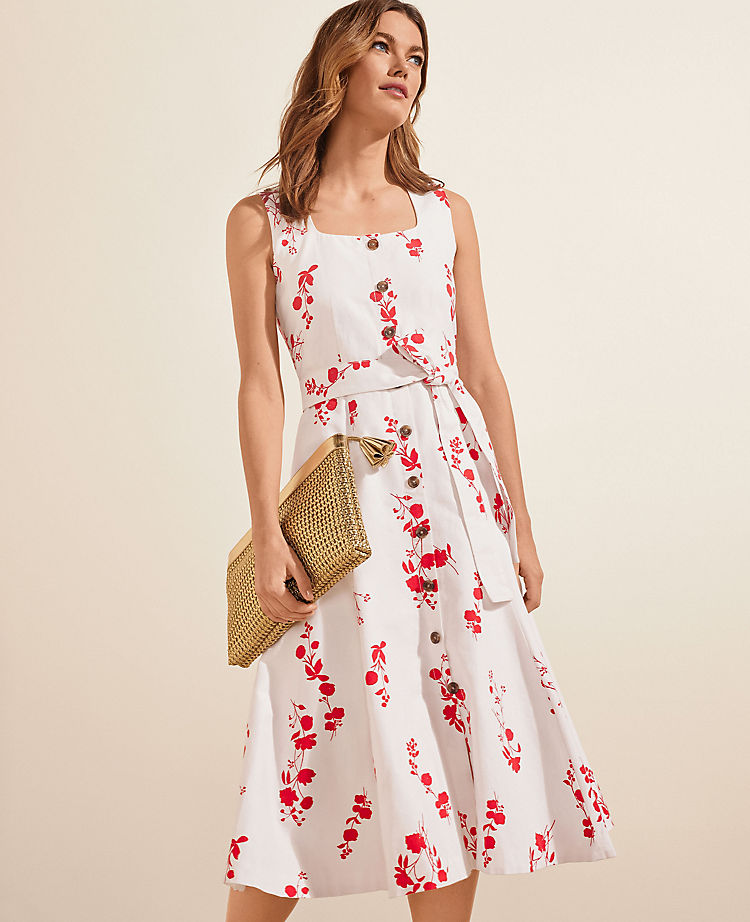 Ann Taylor Outlet |  Floral Button Flare Dress