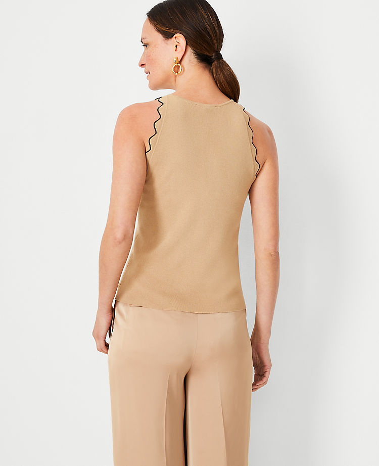 Ann Taylor Outlet |  Tipped Scalloped Halter Sweater Shell