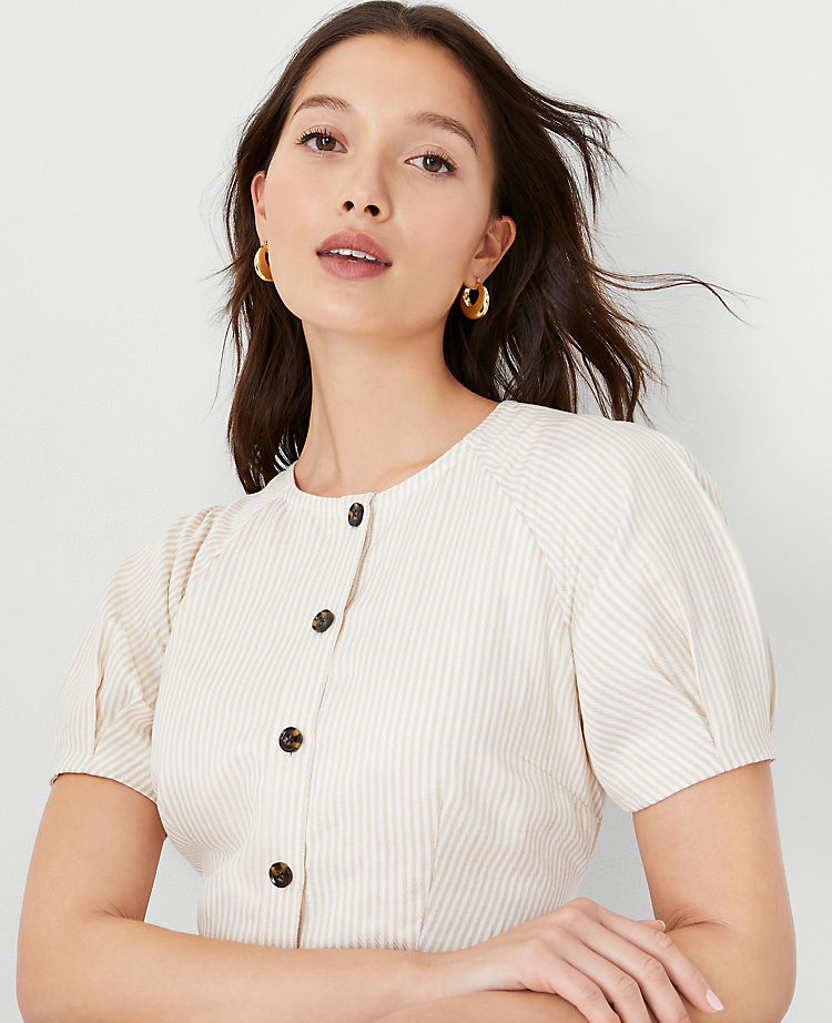 Striped Balloon Sleeve Dress