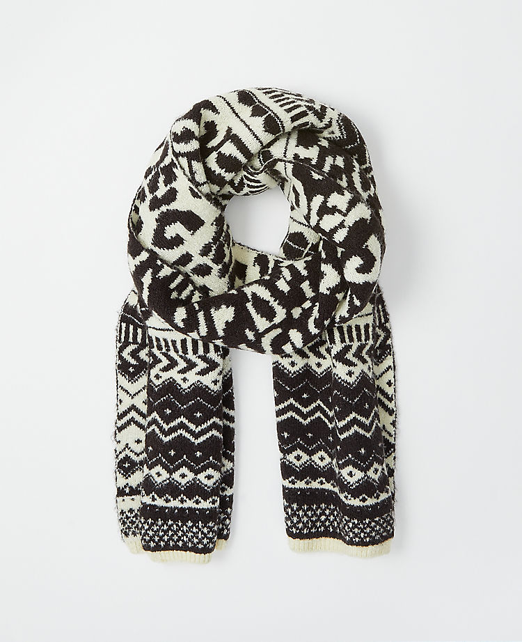Fair Isle Snow Leopard Blanket Scarf
