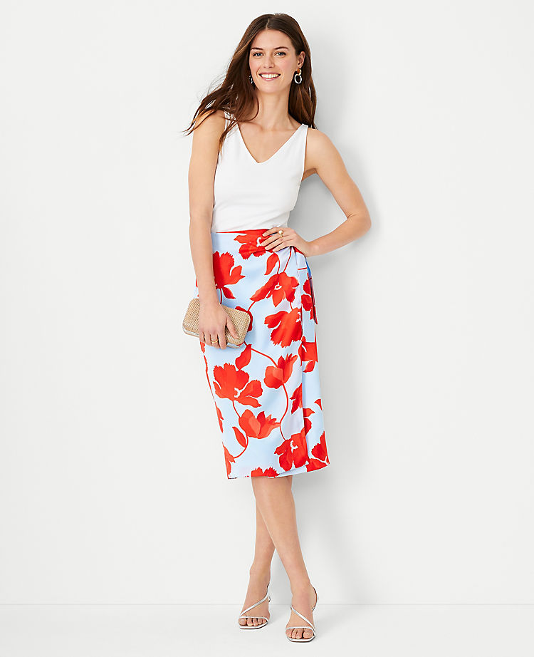 Floral Sarong Pencil Skirt