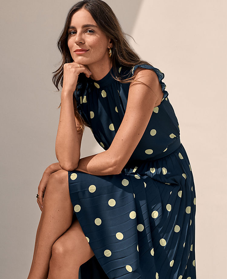 Ann Taylor Outlet |  Dot Ruffle Sleeve Flare Dress