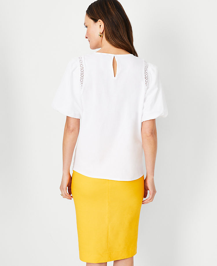 Lace Trim Mixed Media Top