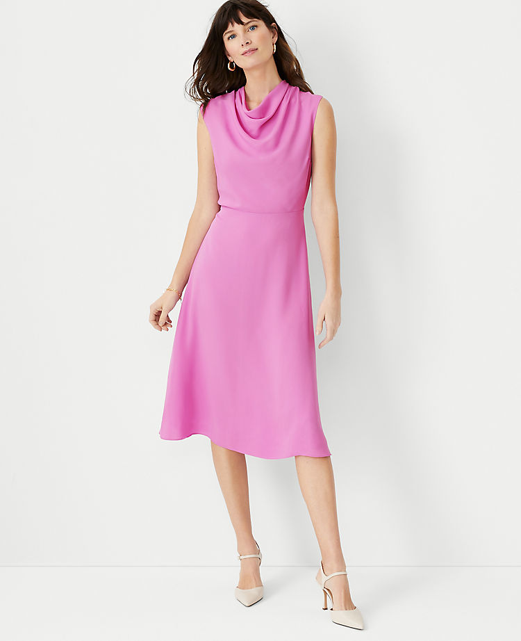 Ann Taylor Mock Neck Midi Flare Dress