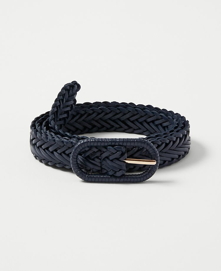 Woven Skinny Leather Belt