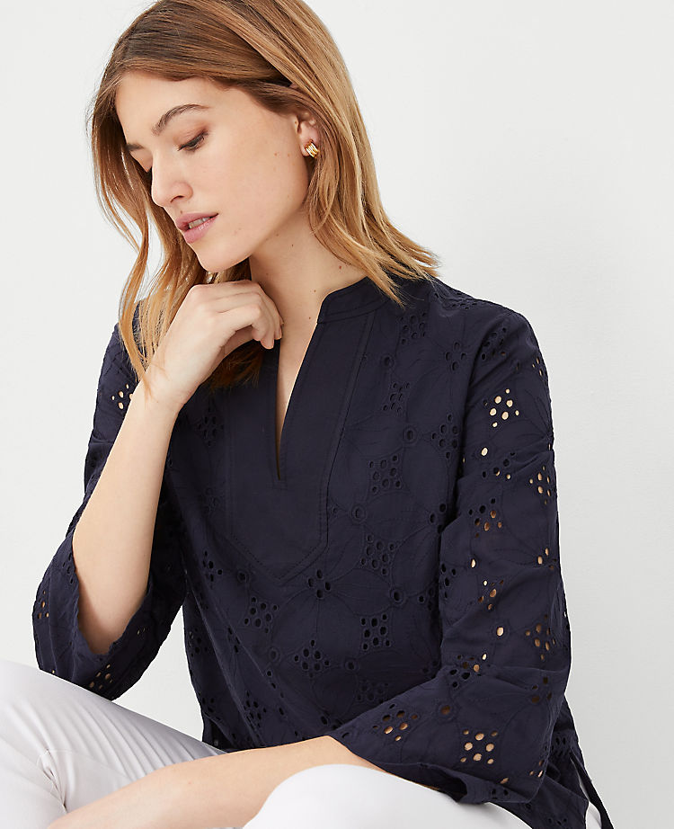 Ann Taylor Outlet |  Floral Eyelet Tunic Top