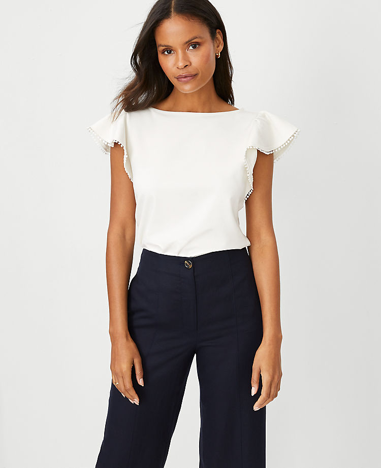 Ann Taylor Outlet |  Bobble Flutter Sleeve Top