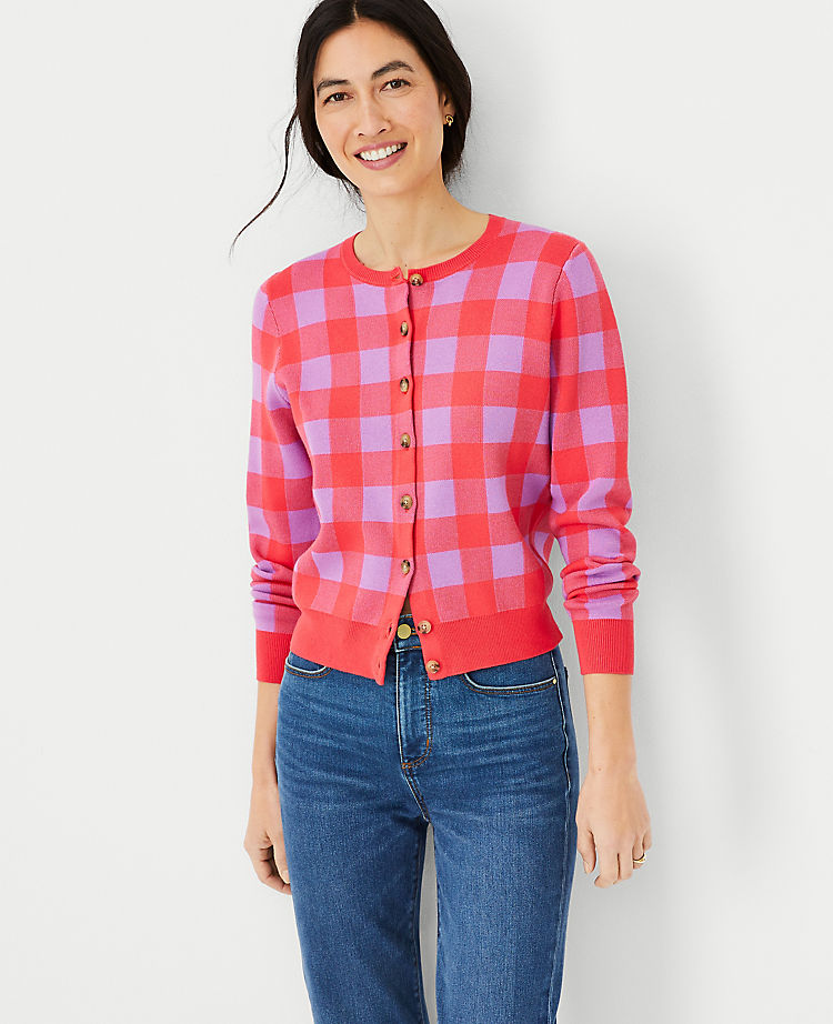 Ann Taylor Outlet |  Plaid Ann Cardigan