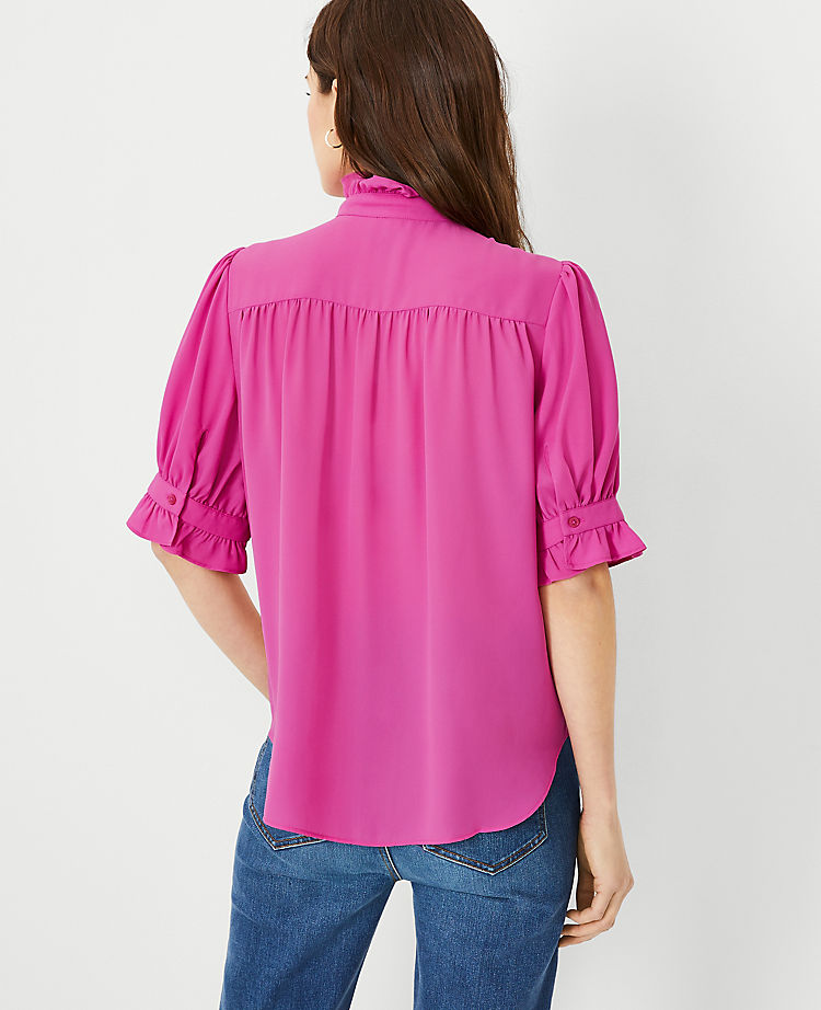 Ann Taylor Outlet |  Ruffle Button Top