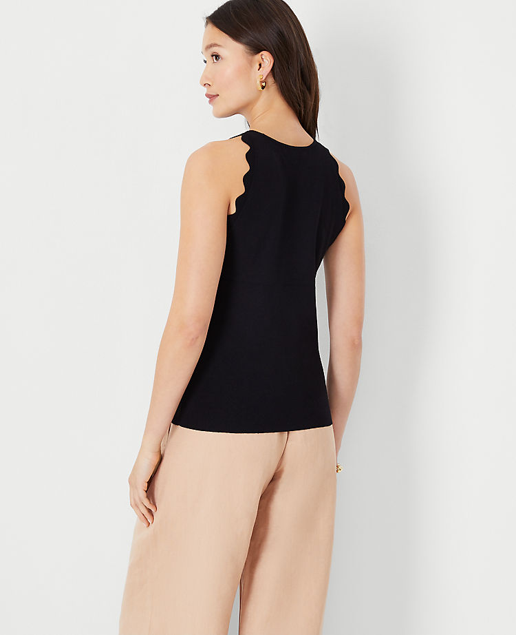 Scalloped Halter Sweater Shell