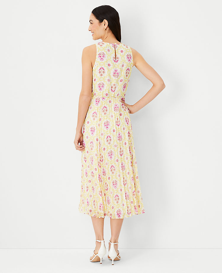 Ann Taylor Outlet |  Shimmer Tile Print Pleated Midi Dress