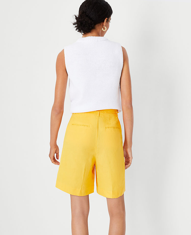 Ann Taylor Outlet |  The Belted Pleated Short in Linen Blend