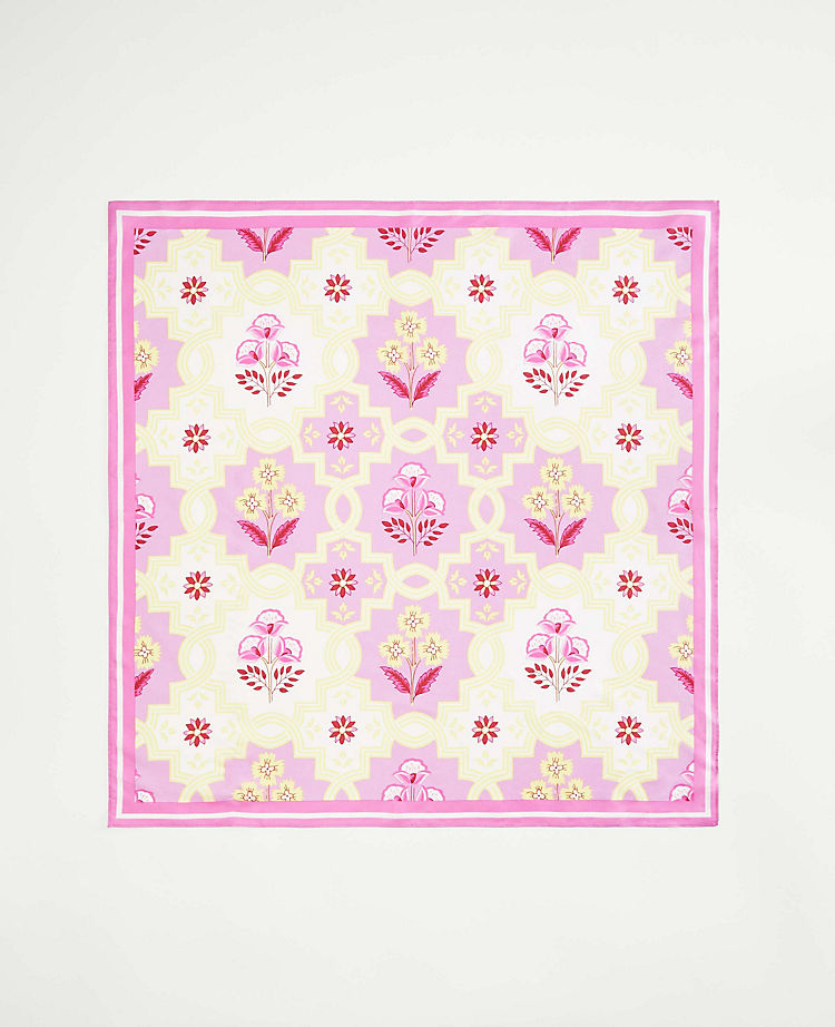 Tile Print Silk Little Scarf