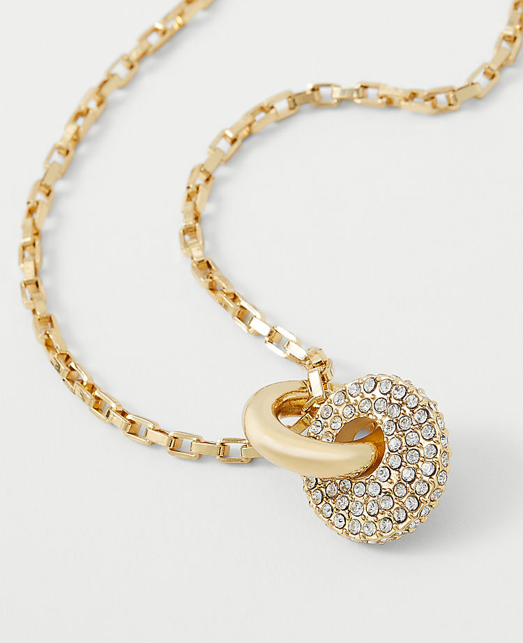 Pave Interlocked Hoop Pendant Necklace