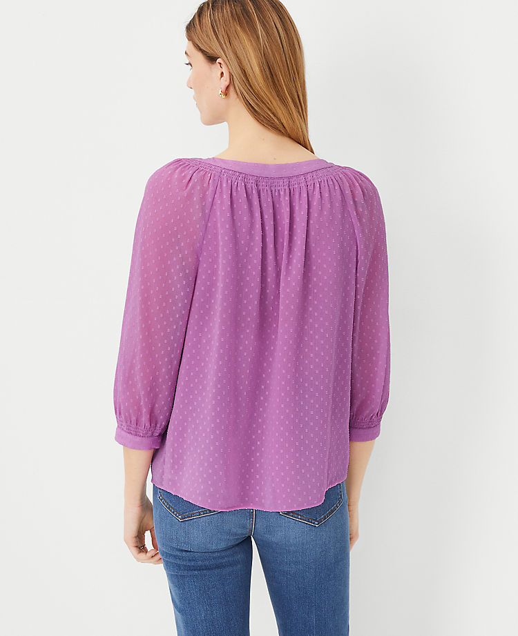 Ann Taylor Outlet |  Crinkle Clip Smocked Boatneck Top
