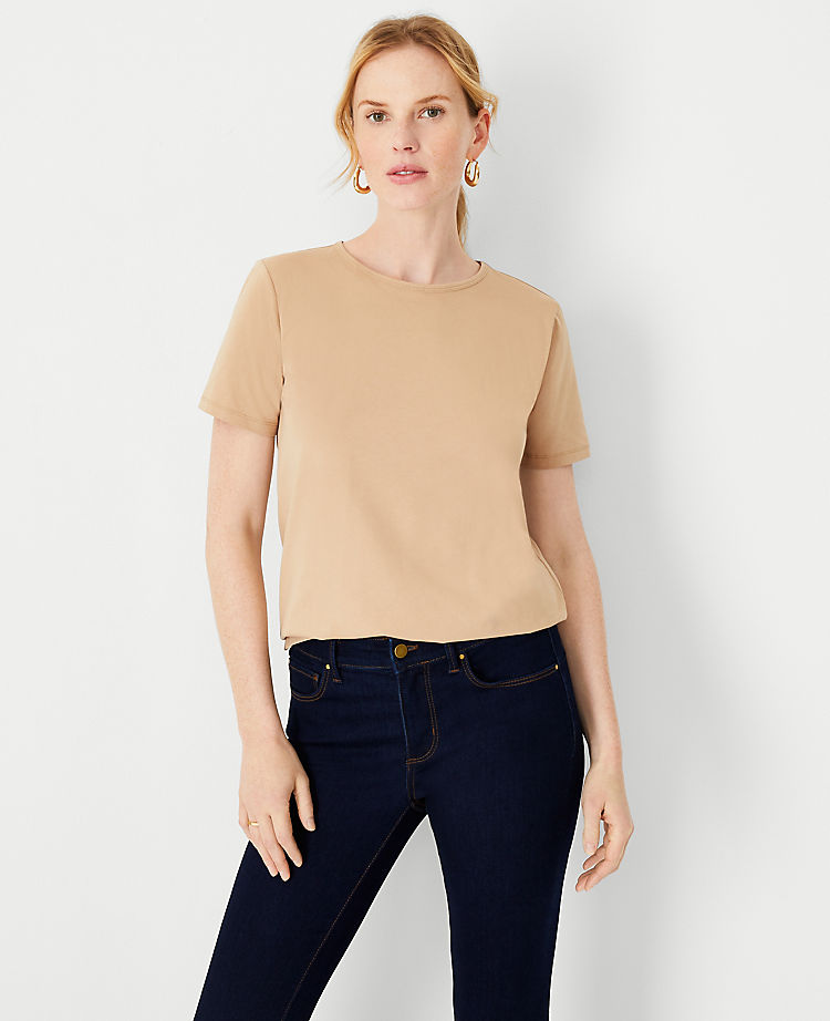 Ann Taylor Outlet |  Pima Cotton Crew Neck Tee