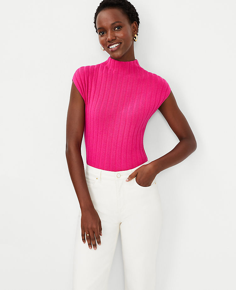 Ann Taylor Outlet |  Ribbed Mock Neck Sweater Shell