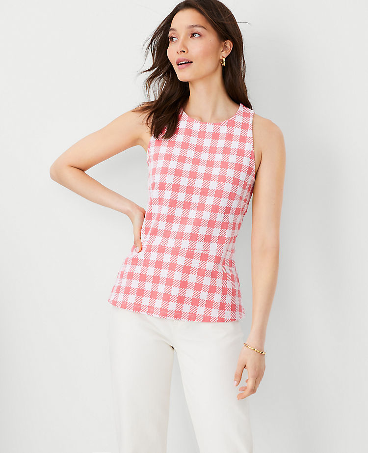 Ann Taylor Outlet |  Plaid Textured Halter Shell