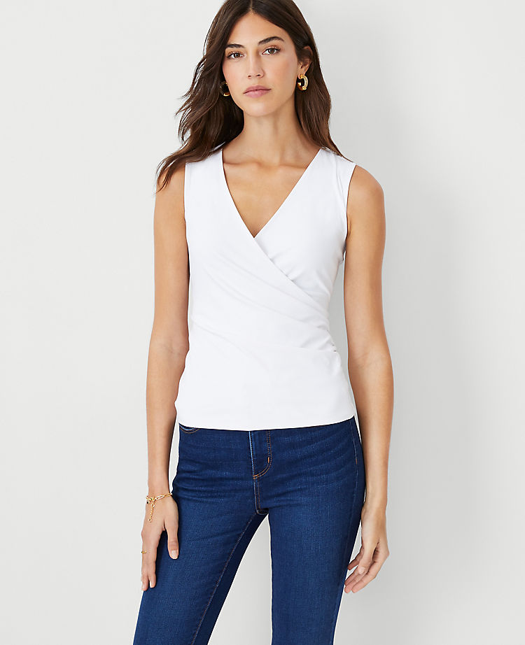 Ann Taylor Outlet |  Refined Stretch Sleeveless Wrap Top
