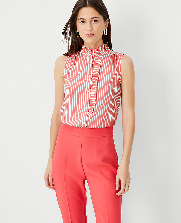 Ann Taylor Outlet |  Striped Ruffle Shell