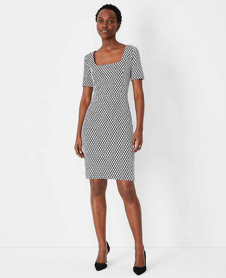 Ann Taylor Ottoman Scoop Neck Sheath Dress