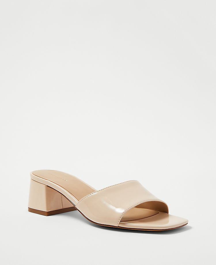 Patent Block Heel Mule Sandals