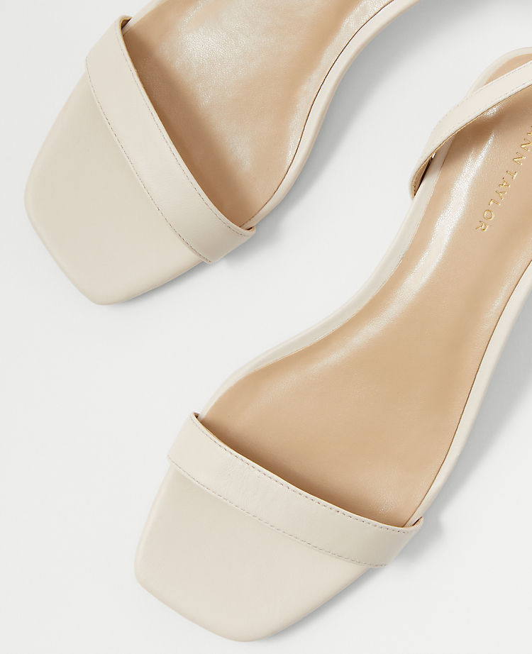 Leather Blade Heel Ankle Strap Sandals