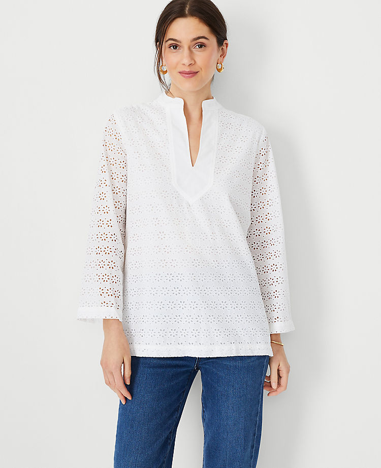 Floral Eyelet Tunic Top