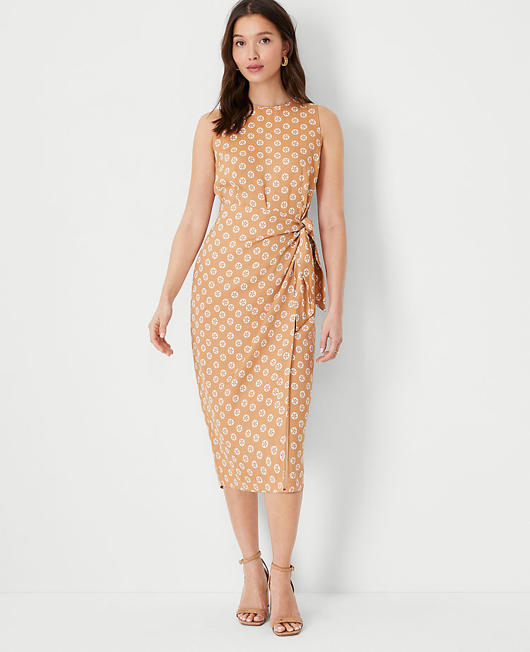 Floral Tie Waist Sheath Dress