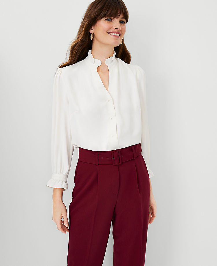 Ann Taylor Outlet |  Ruffle Button Top