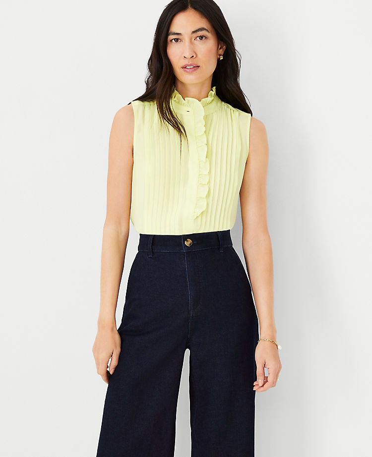 Ann Taylor Outlet |  Ruffle Pintucked Popover Shell