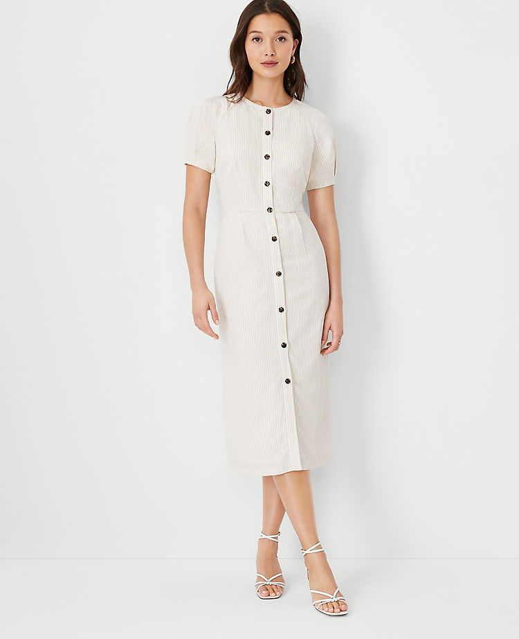 Striped Balloon Sleeve Dress