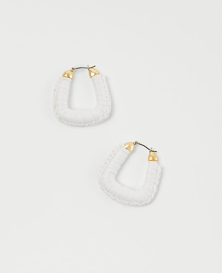 Raffia Wrapped Square Hoop EarRings