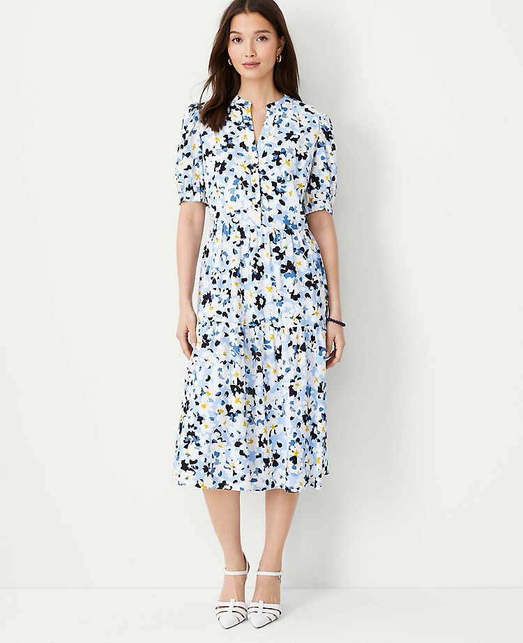 Ann Taylor Floral Tiered Midi Dress