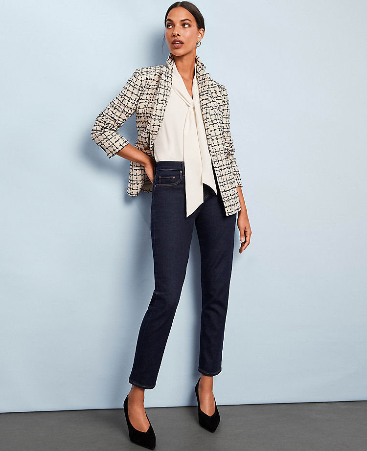 Ann Taylor Outlet |  Sculpting Pocket Mid Rise Taper Jeans in Rinse Wash